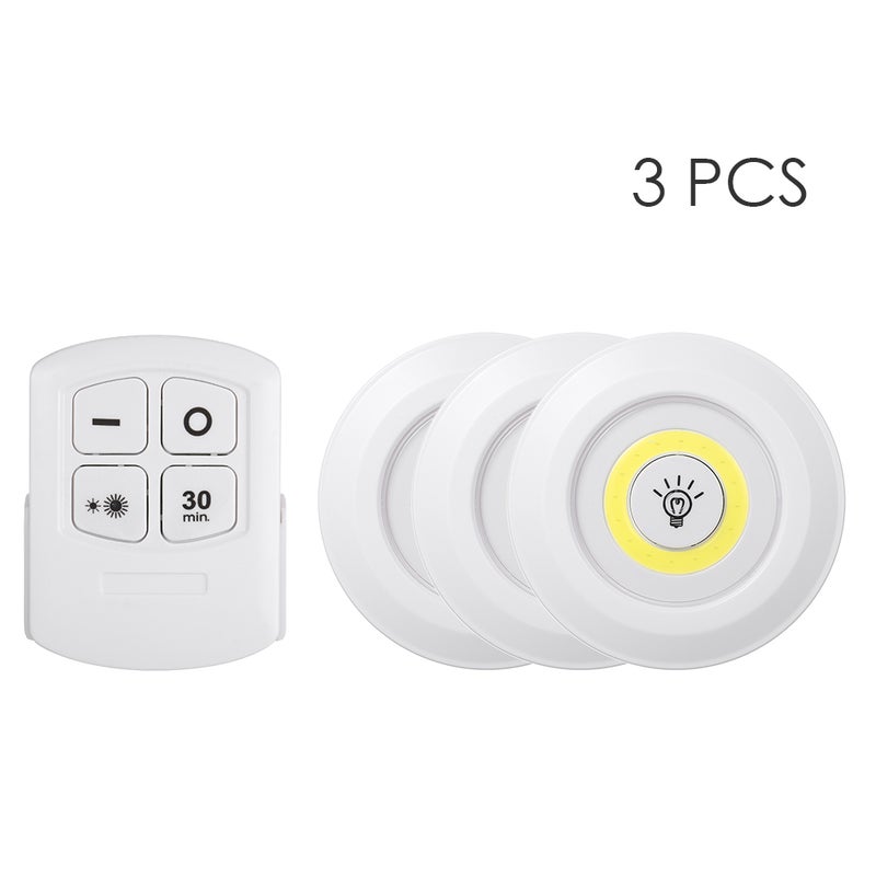 3 Bezprzewodowe Lampki COB LED 4,5 V 1 W z Pilotem, Ściemnianie i Sterowanie Dotykowe