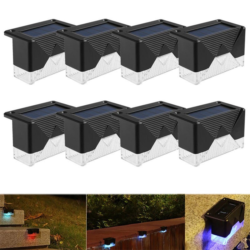 Zewnętrzne lampy solarne do ogrodzenia Wodoszczelne lampy solarne do użytku zewnątrz ogrodu schody tarasy klatki schodowe zestaw szt światło kolorowe