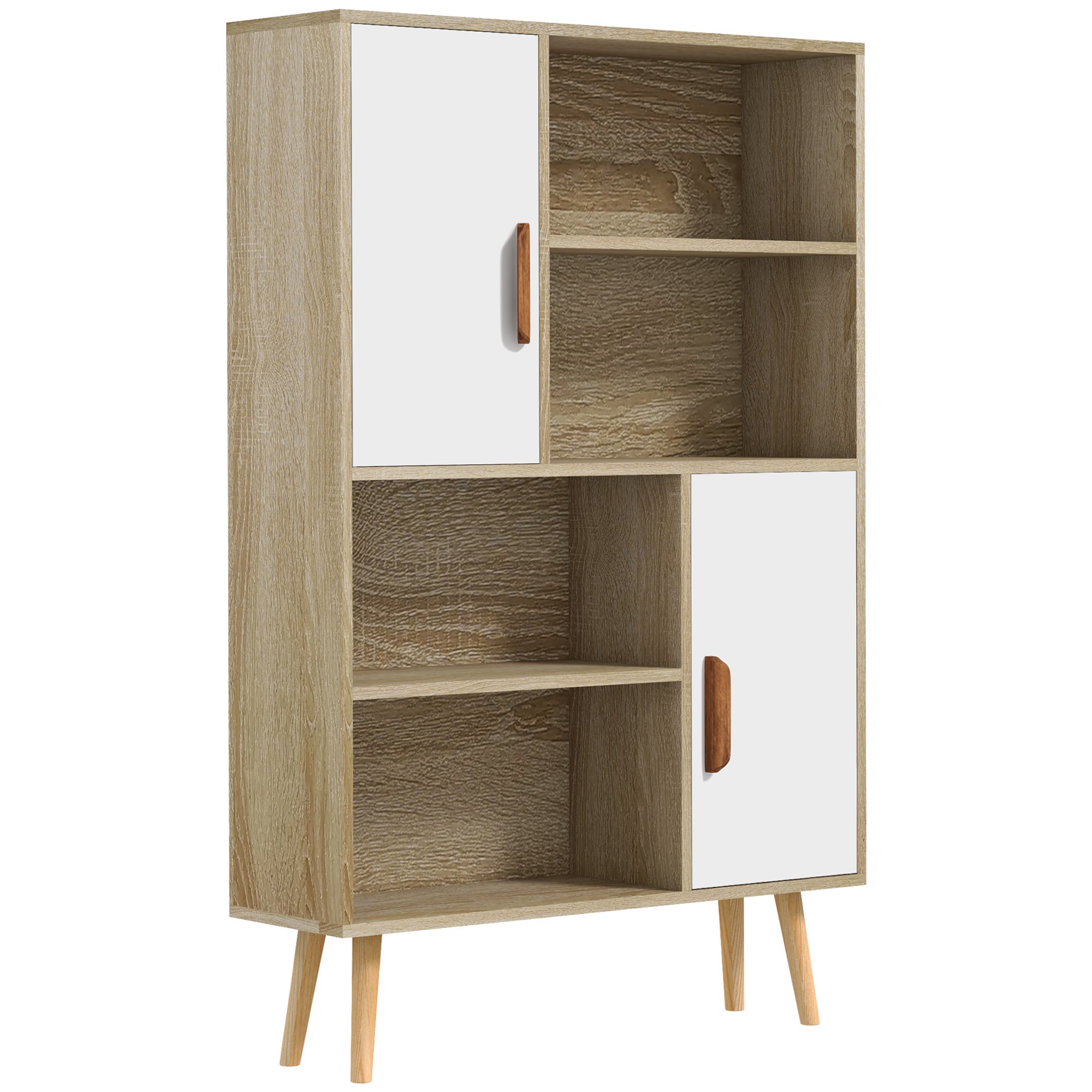 Skandynawski element z 4 element + 2 szafka z półka, wymiary: 80L x 24W x 123H cm. element stopki. Solidny drewno dąb