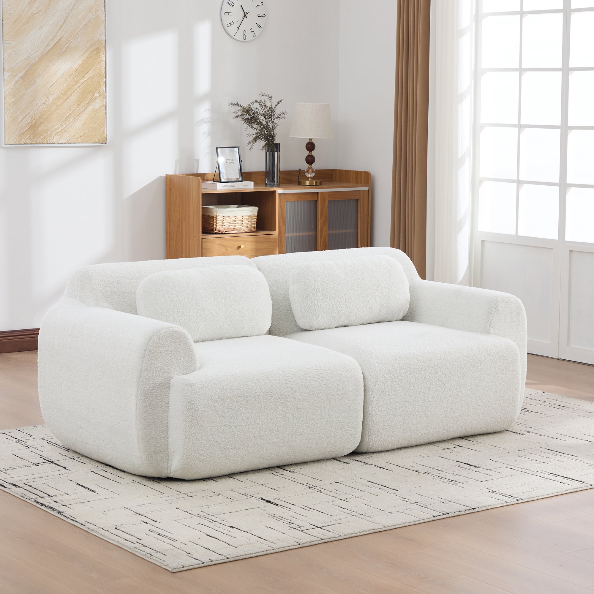 Modułowa sofa kompresyjna wykonana z tkaniny szenilowej wypełniona pianką wysokoelastyczną 30D. Łatwe do przenoszenia i z antypoślizgową podstawą