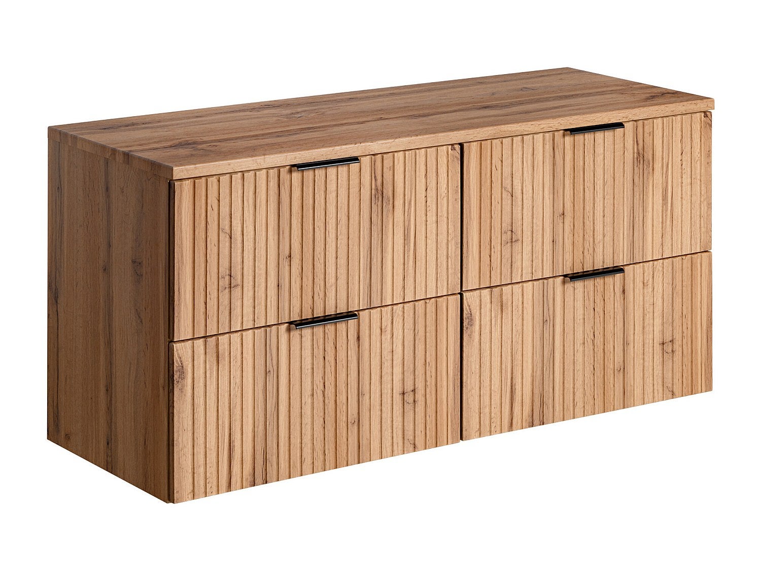 Szafka łazienkowa wisząca łazienkowapod umywalkę ze zarysowanymi panelami - Naturalny jasny - L120 cm - ZEVARA