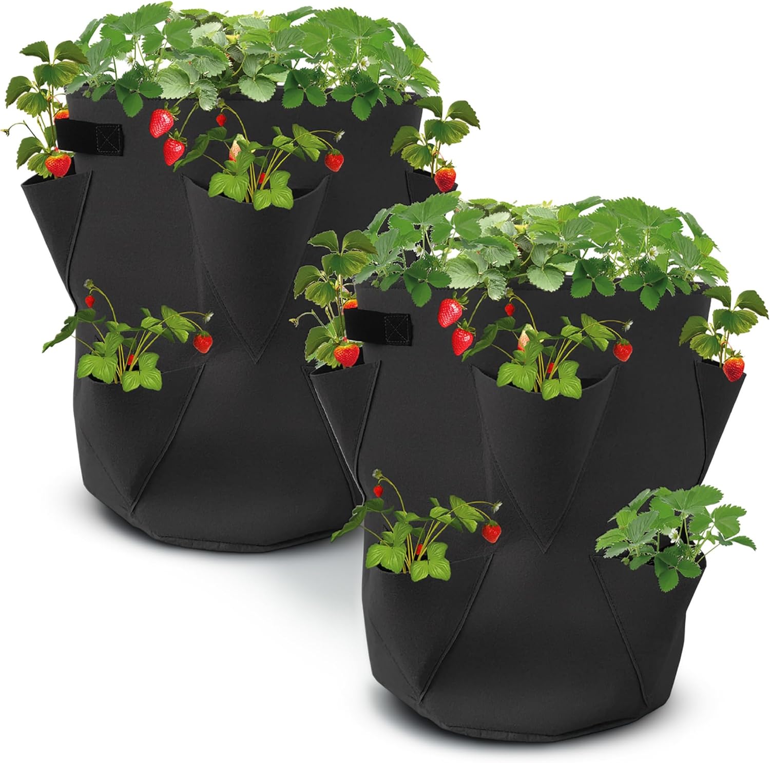 Zestaw 2 filcowych torebek do sadzenia truskawek – 45 x 35 cm – Torebki do ogrodów, balkonów, roślin, torebek na truskawki, czosnek, cebulę, zioła