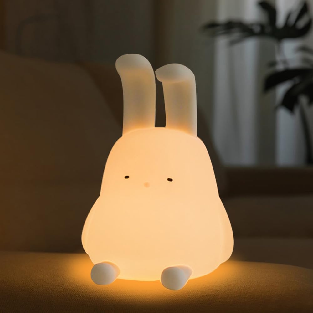 Lampa Królik, dekoracyjna lampka nocna LED na biurko z funkcją podstawki pod telefon, ultramiękka silikonowa lampa przenośna