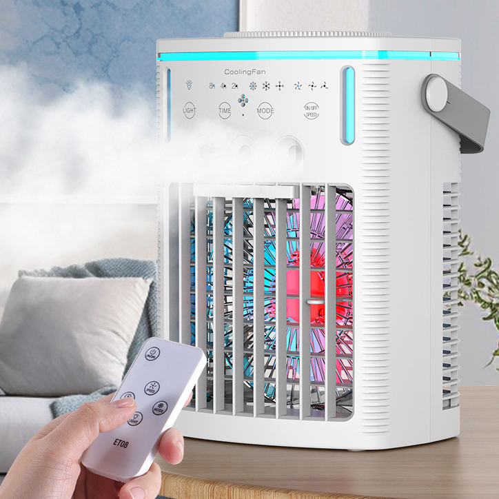 Przenośne klimatyzatory mały osobisty wentylator w zbiornikiem wodę pojemności timerem trybami rozpylania mgiełki lampkami nocnymi ładowany przez USB