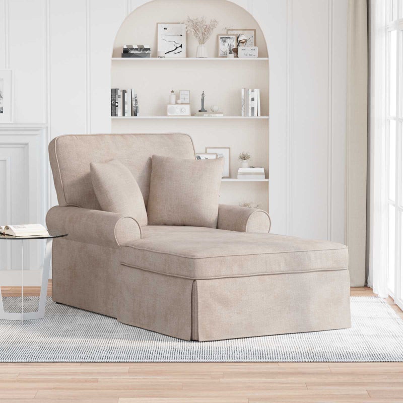 Chaise Lounge z Fartuszkiem Beżowy 157 x 91 x 91 cm ARES vidaXL