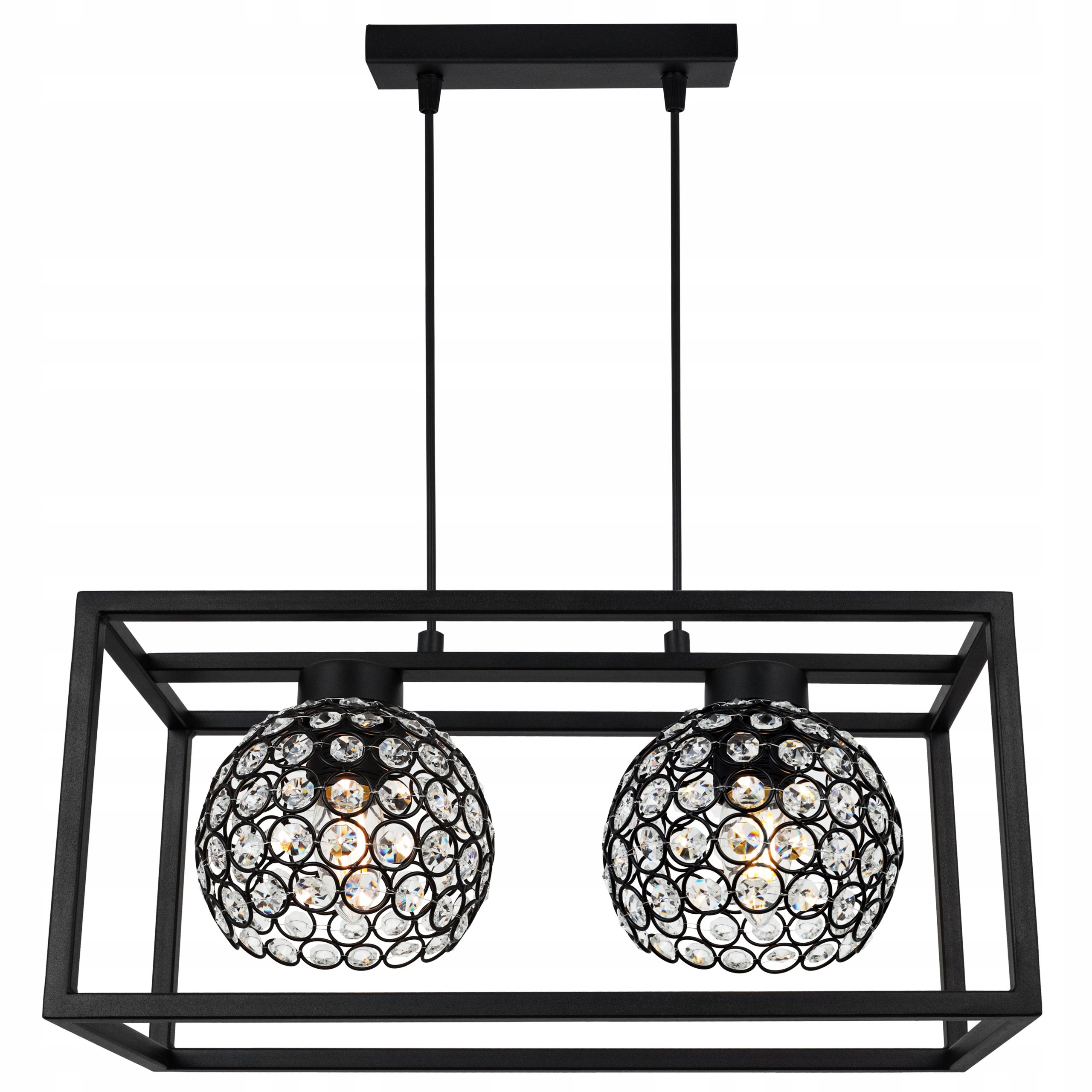 Lampa sufitowa wisząca Light Home LH Crystal Cage 2x E27 60W kryształki czarny