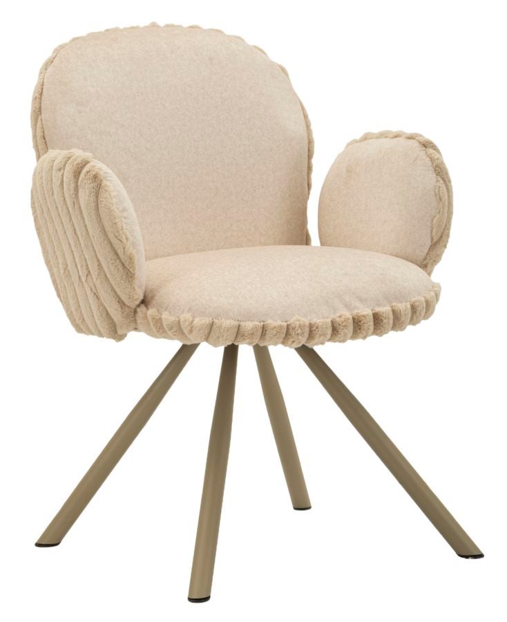 Krzesło Stockholm -B- kremowe, zestaw 2 szt. z żelaza i poliestru z podłokietnikami, nowoczesny design - kolekcja Modern