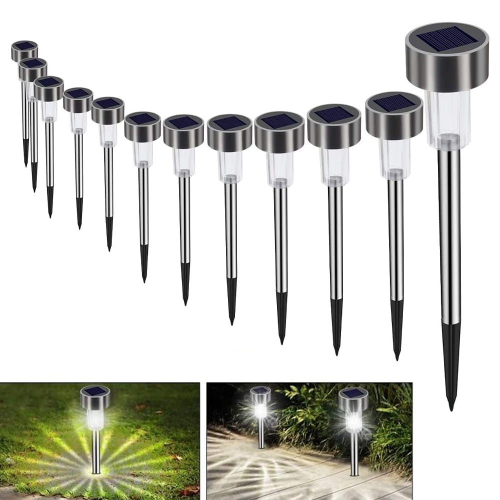 Zestaw lamp solarnych ogrodowych wodoszczelne lampy wpuszczane bezprzewodowe lampy solarne LED o barwie zimnej do zewnętrznego automatyczne ładowanie