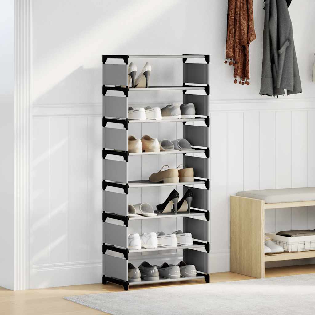Stojak na buty 8-poziomowy Szary 54x28x124cm Tkanina włókninowa