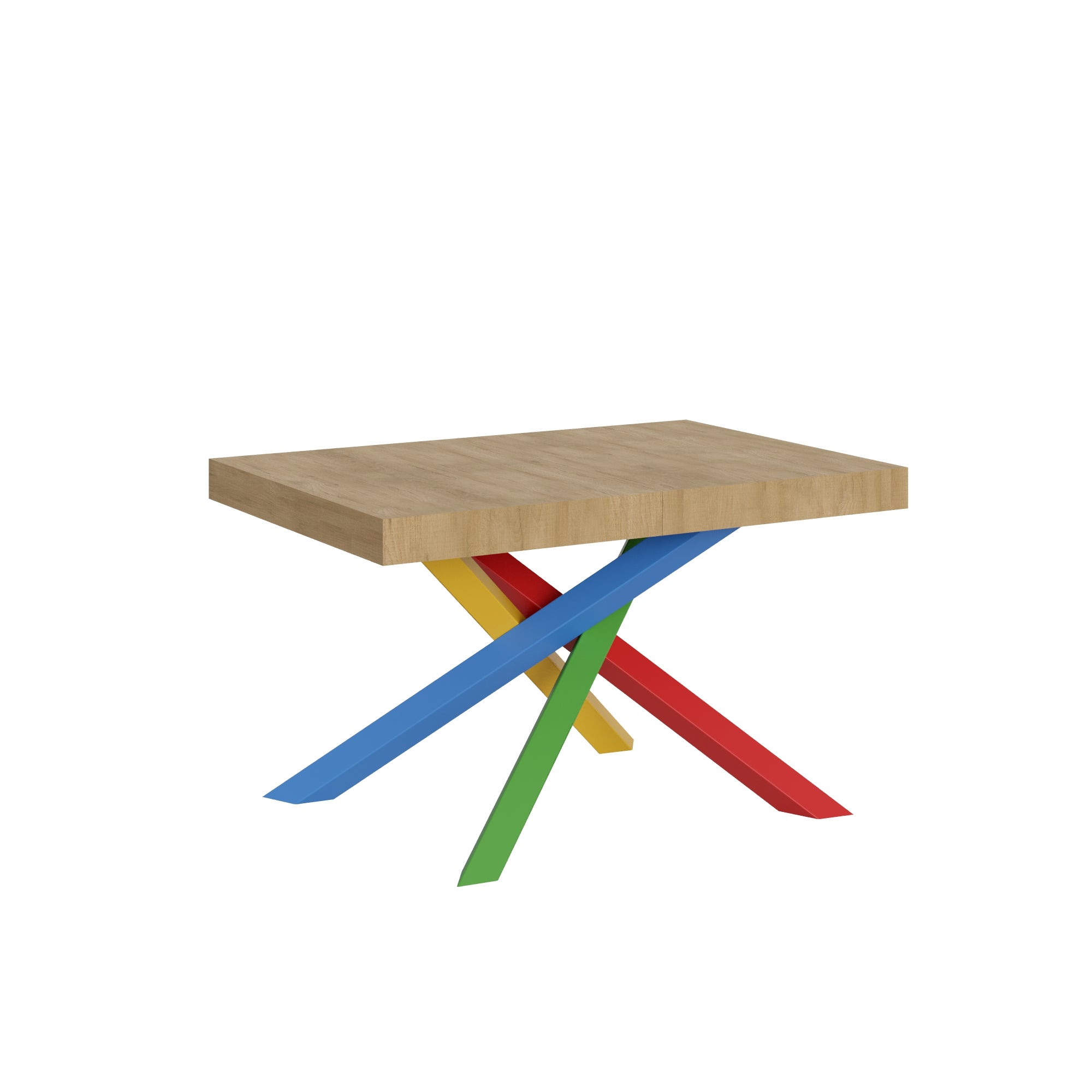 Mesa moderna Volantis 90x120, extensible 224 cm, base 4/B, roble natural.