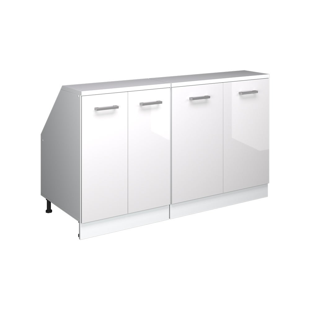 Vicco Zestaw szafek na dach skośny Rion, Biały wysoki połysk, 140 cm Zestaw 2 korpusów szafy głębokość 60 cm