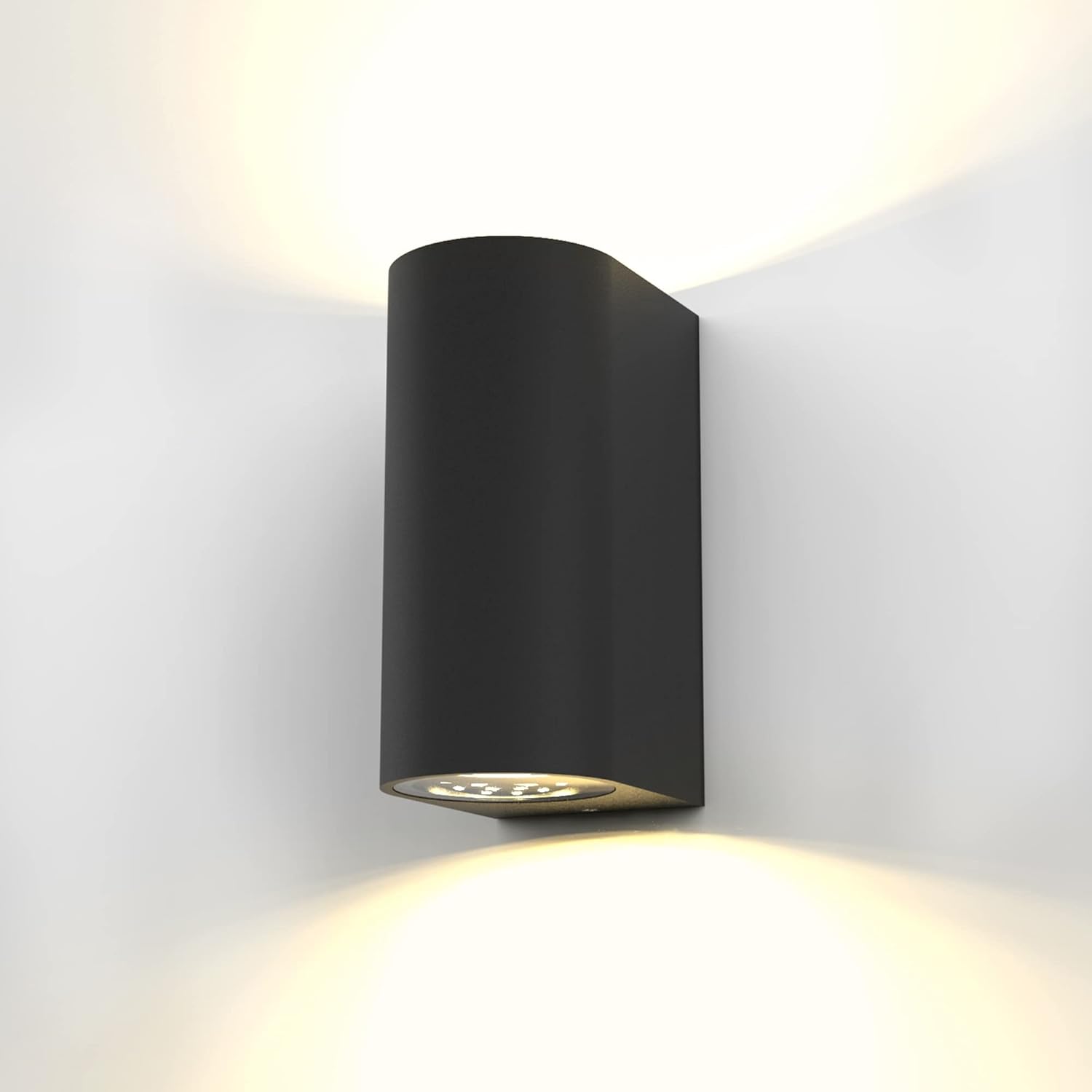 Nowoczesna czarna lampa ścienna LED do użytku wewnątrz i na zewnątrz, oświetlenie ogrodu, tarasu i garażu, IP44, 6 W