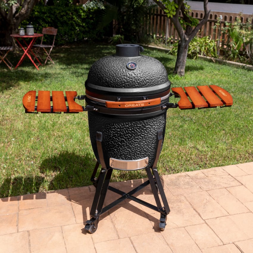 CREATE - BBQ KAMADO - Ceramiczny grill z wędzarnią - Noir