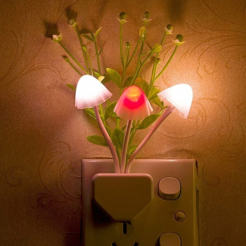 Lampka nocna LED Mushroom, 2-częściowa, wielokolorowa, wtykowa lampka nocna, lampki nocne do dekoracji sypialni, korytarza i klatki schodowej, T-Audac