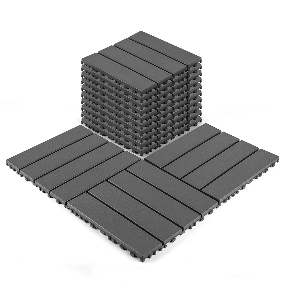 44 sztuk. Trwałe płytki ogrodowe z PVC ze zapięciem, 30 x 30 cm, klasyczny typ, podłoga zewnętrzna, szare, nr produktu P47959