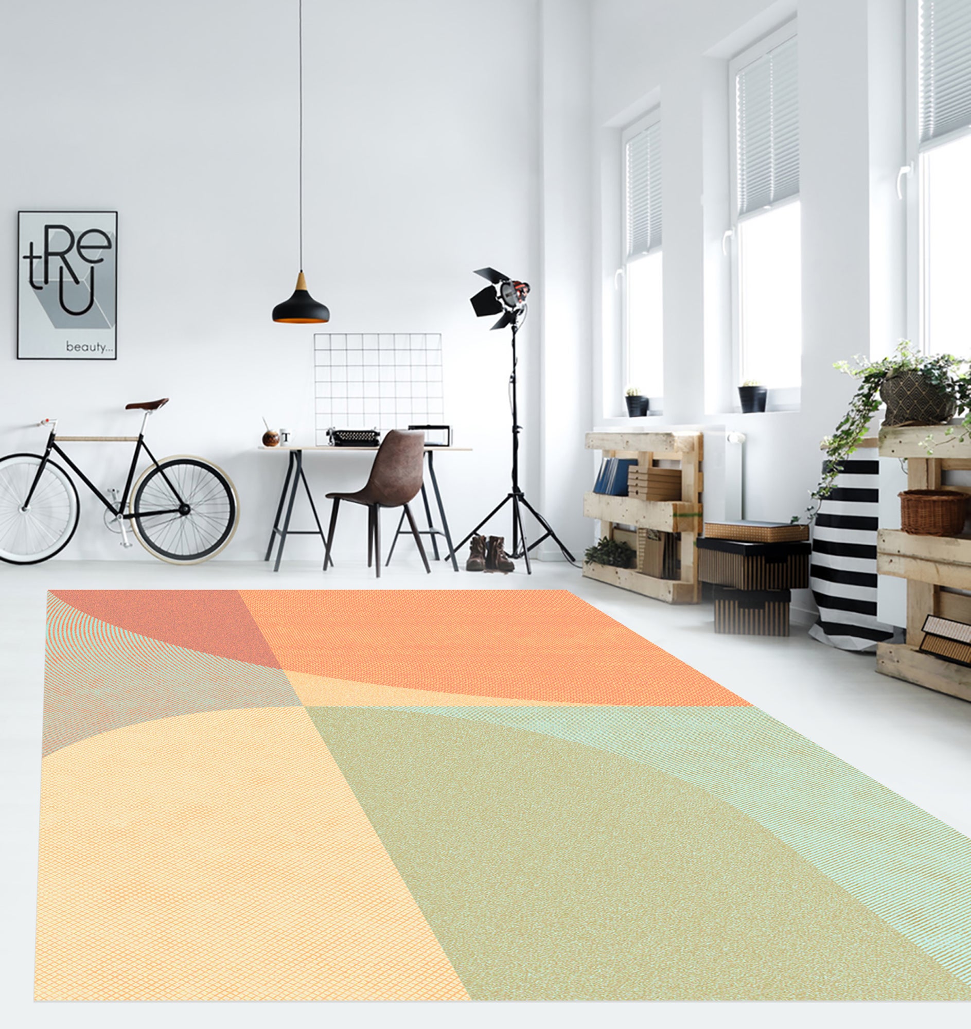 Dywan winylowy Palm Springs 100x150 cm - antypoślizgowy dywan PVC do kuchni lub salonu, zmywalny, nowoczesny styl