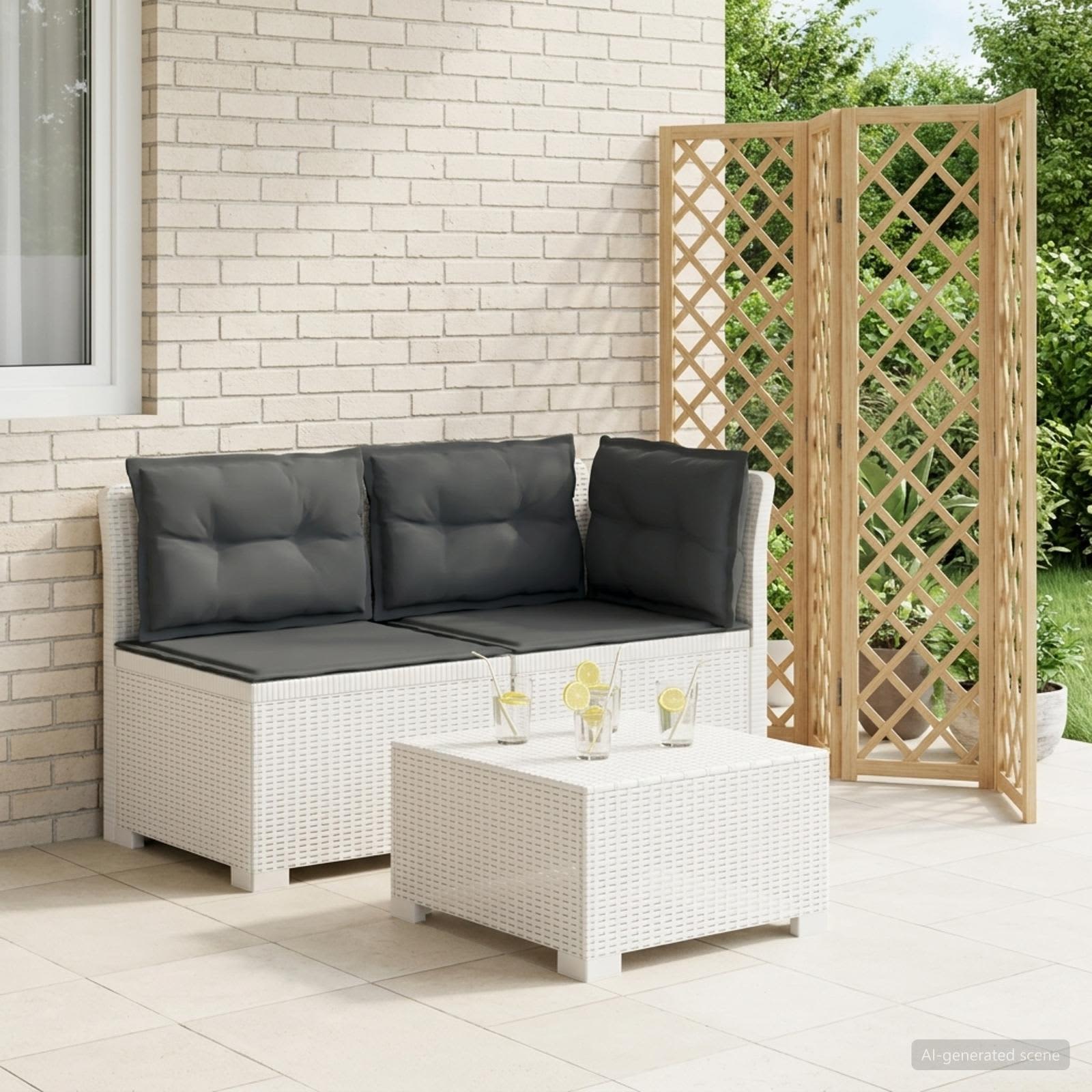 Sofa Ogrodowa 2-osobowa z Poduszkami w Wyglądzie Rattanowym PP vidaXL