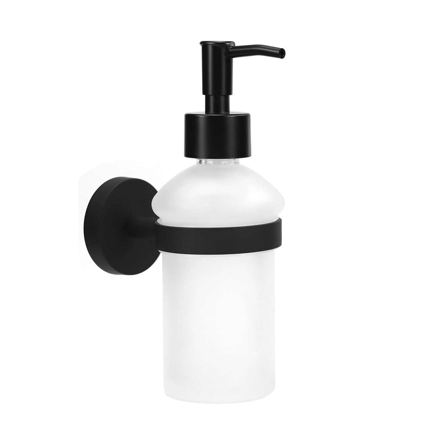 Matowy czarny dozownik mydła do montażu na ścianie, 200 ml, design ze stali nierdzewnej, łazienka, kuchnia, uchwyt na mydło bez wiercenia, z matowego