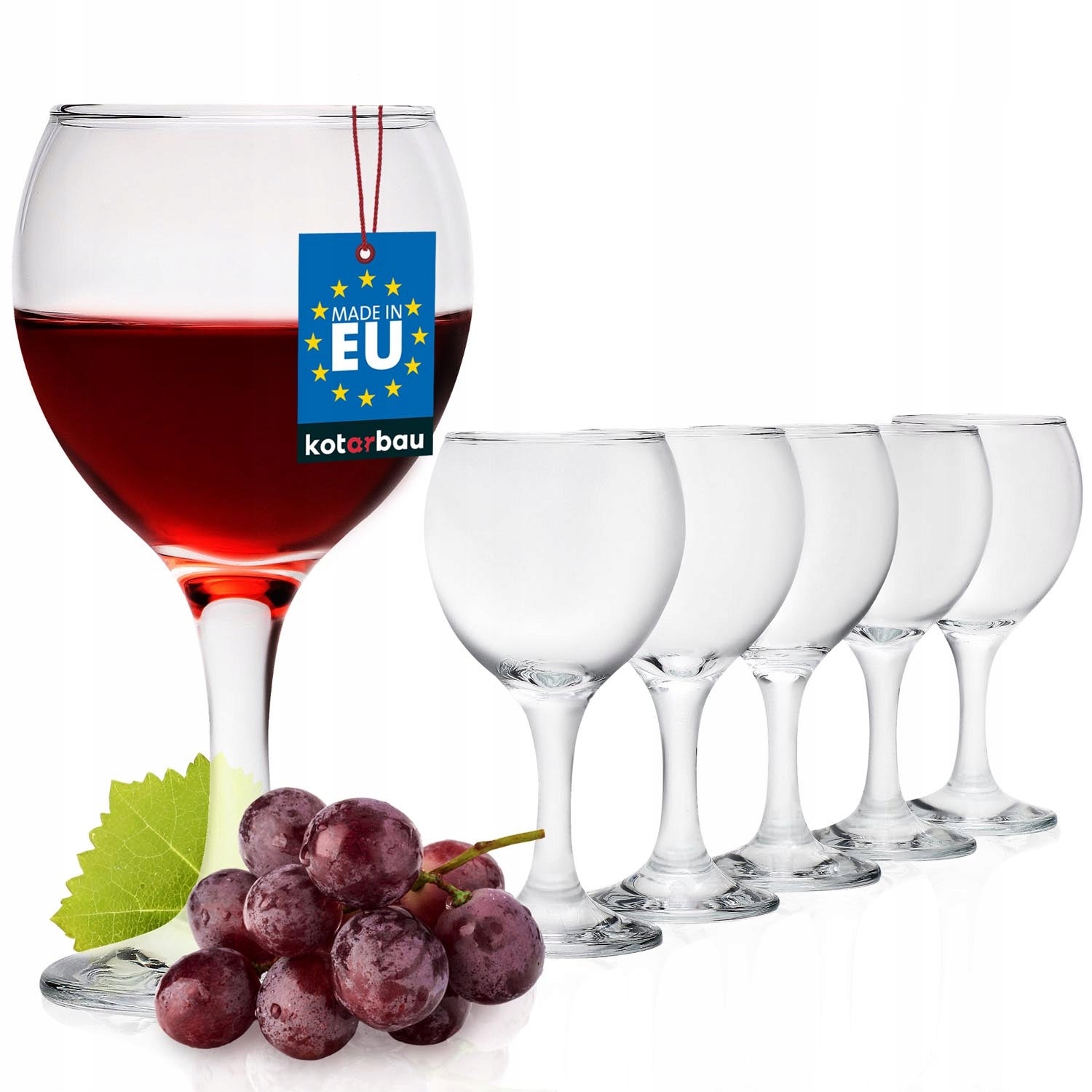 KOMPLET KIELISZKÓW 6X KIELISZKI CZERWONEGO WINA 210ml SZKLANE PRZEZROCZYSTE KOTARBAU