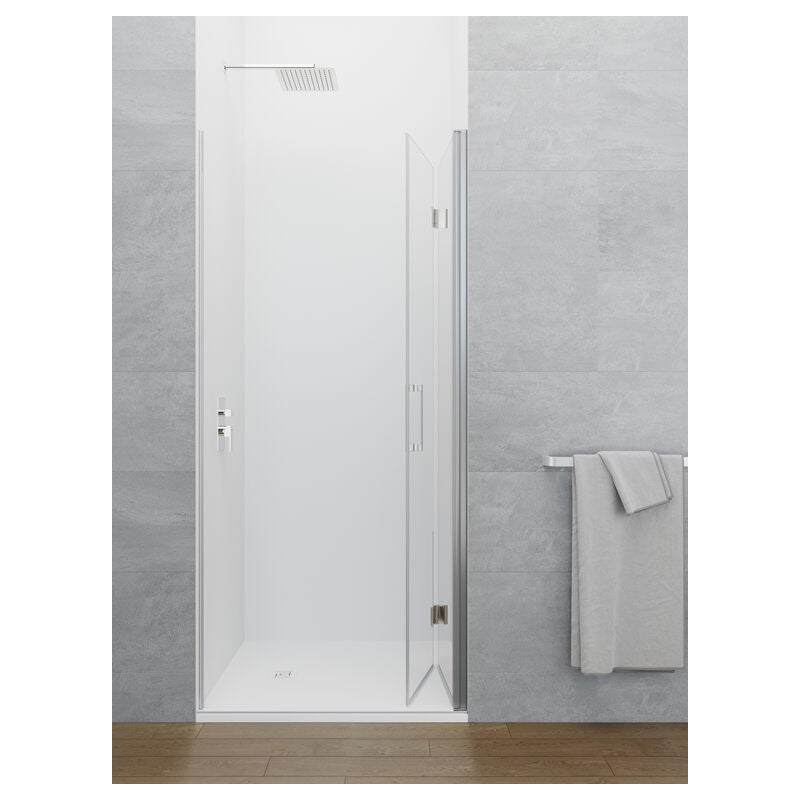Kabina frontowa GLASS składana zamknięcie magnetyczne 60 (30+30) cm chrom, szkło przezroczyste