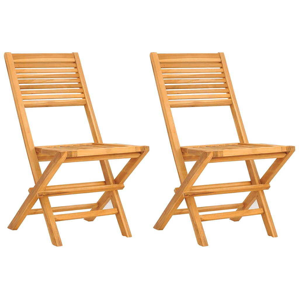 2x Krzesło Ogrodowe Drewniane Składane z Litego Teku na Balkon