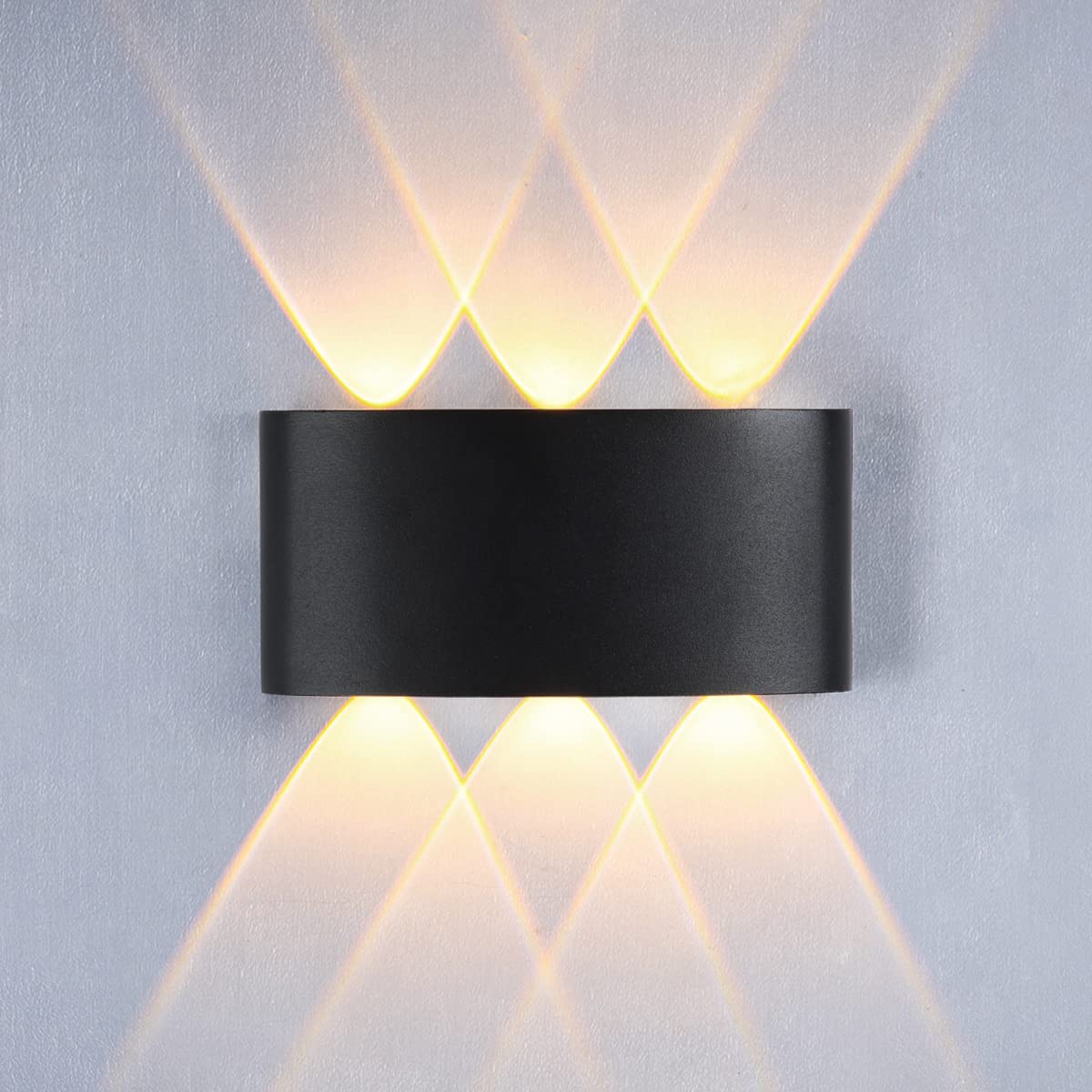 Nowoczesna Lampa Ścienna LED, 6W Światło Ciepłe Białe 3000K, Wodoodporna Lampa Ścienna IP65, Dekoracyjna Lampa do Sypialni, Korytarza, Salonu (Czarna)