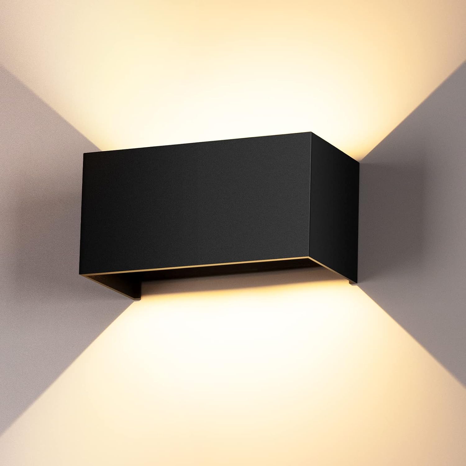 Kinkiet ścienny LED 24 W, lampa ścienna do użytku zewnętrznego/wewnętrznego, regulowany strumień, wodoodporność IP65, ciepłe białe światło 3000 K