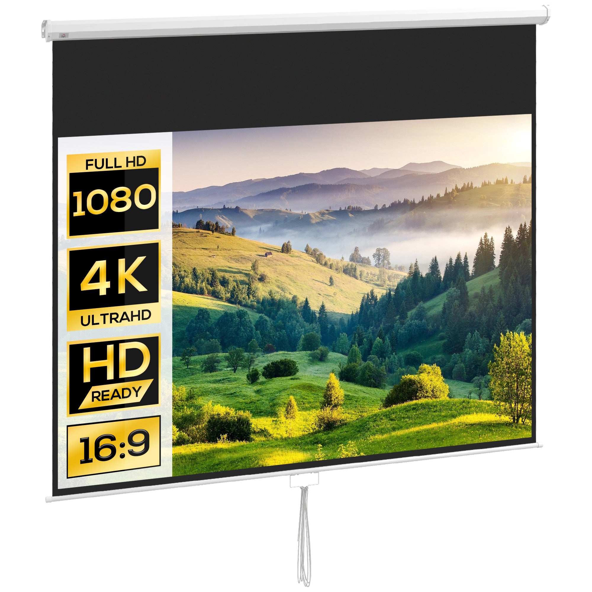 120-inch video projector do TV projection ekran i domowy cinema, 16:9 4K HD, montowany na ścianie lub ceiling-mounted