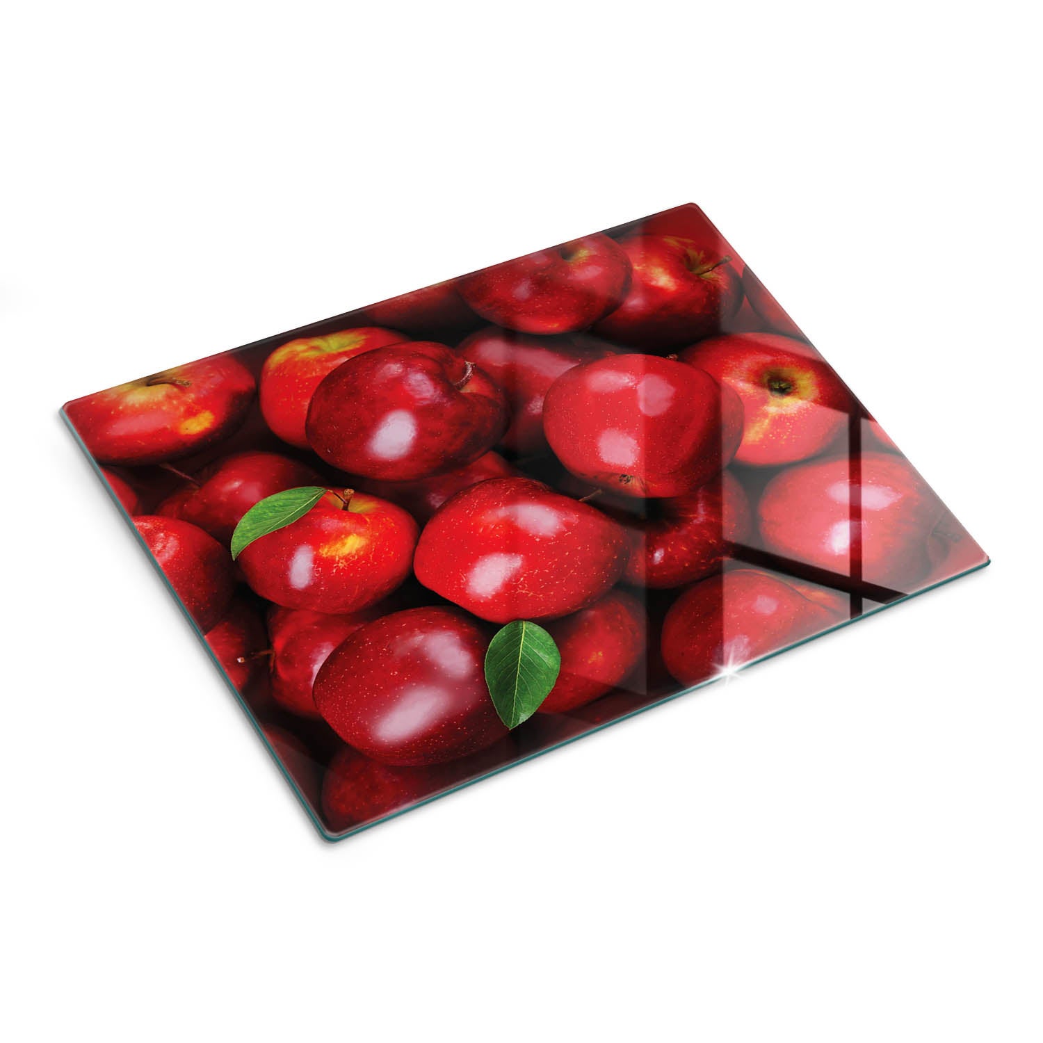 Szklana deska do krojenia z eleganckim motywem dekoracyjnym - Czerwone Jabłka - 30x40 - Tulup