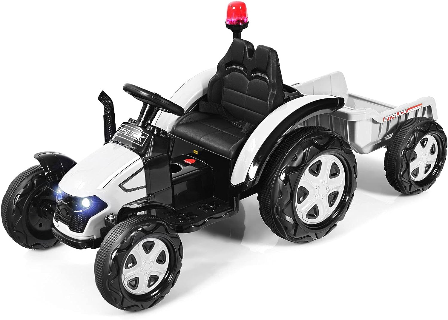 Ciągnik elektryczny z pilotem zdalnego sterowania 2,4 G, 12 V 7 Ah, prędkość: 3–8 km/h, biały