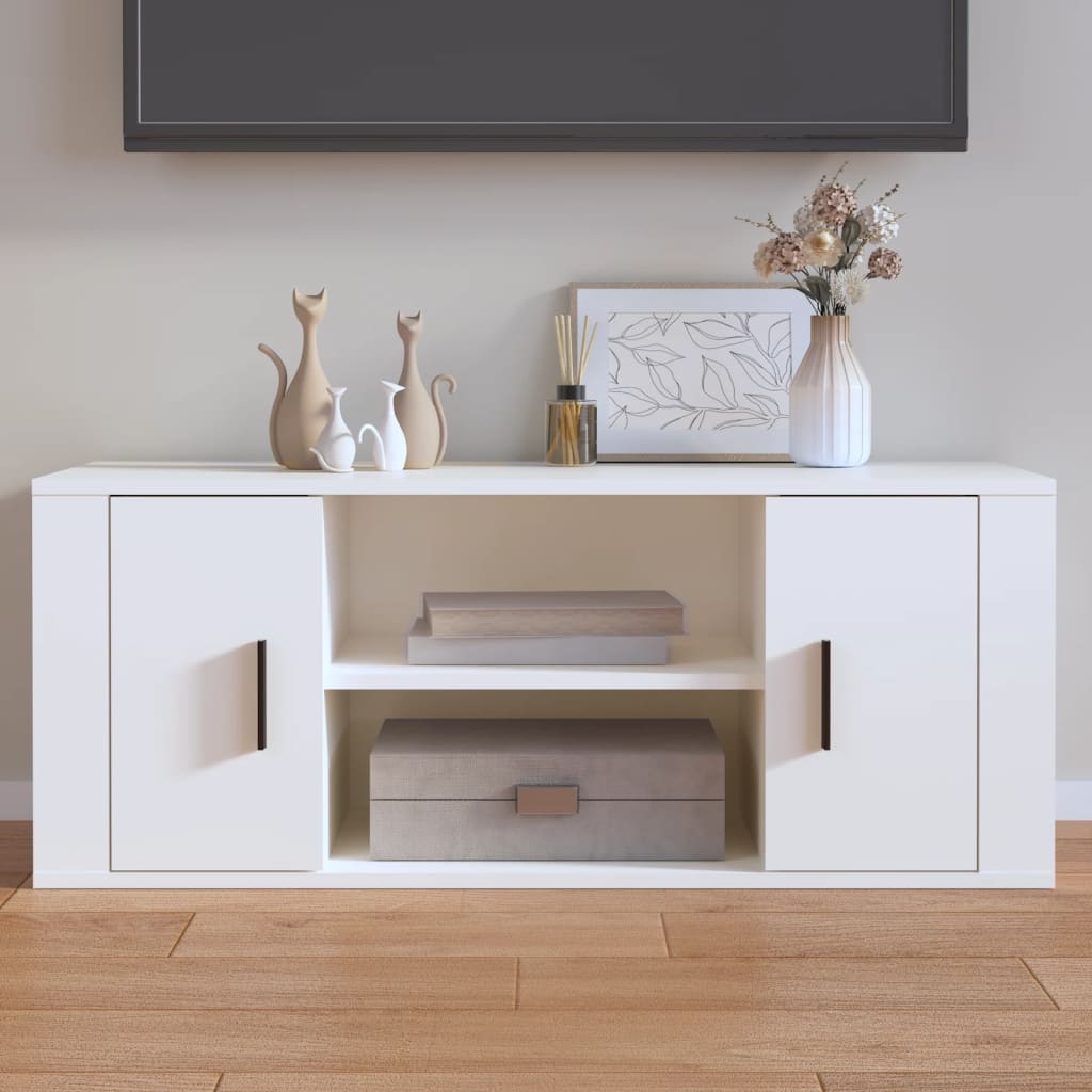 Szafka pod TV, biała, 100x35x40 cm, materiał drewnopochodny vidaXL
