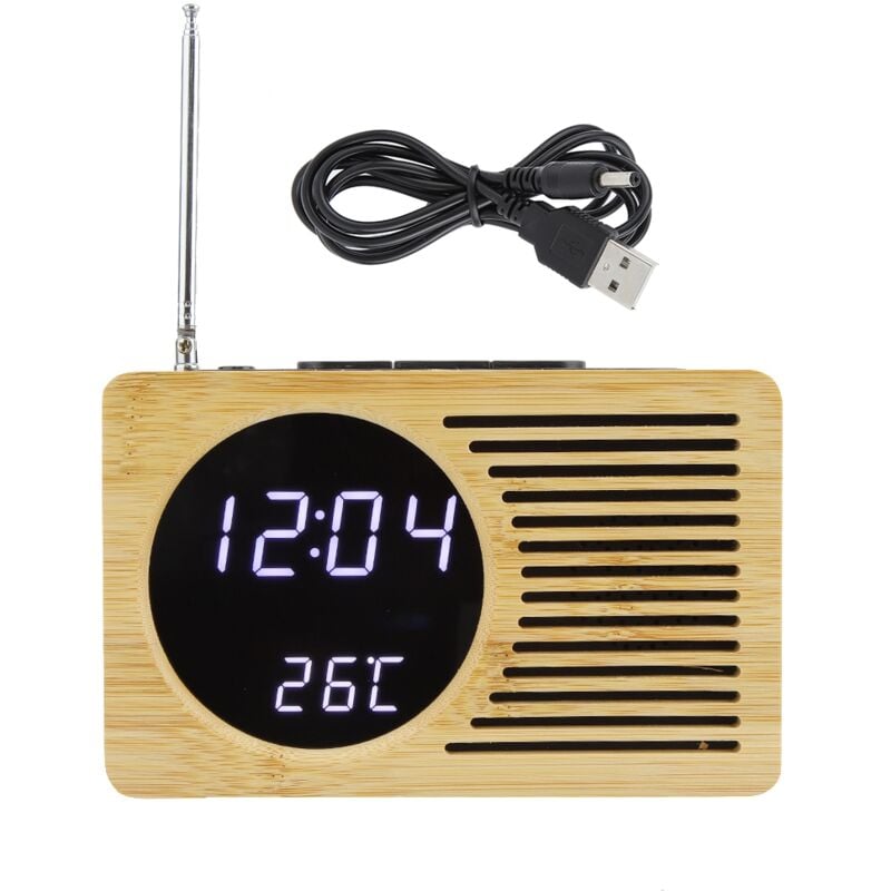 Wielofunkcyjny cyfrowy budzik LED USB, termometr, wyświetlanie czasu i temperatury, radio FM