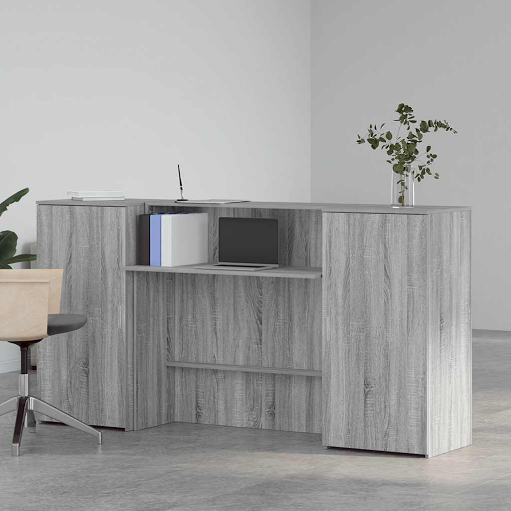 Balcão recepção 200x50x103,5 cm madeira cinzento sonoma