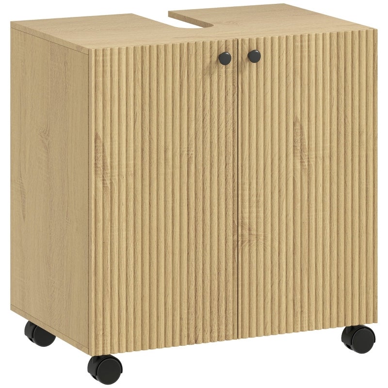 Drewniana szafka pod umywalkę, 3-poziomowy regał do przechowywania na kółkach, mobilny wózek do łazienki, oszczędność miejsca 60x40x62 cm