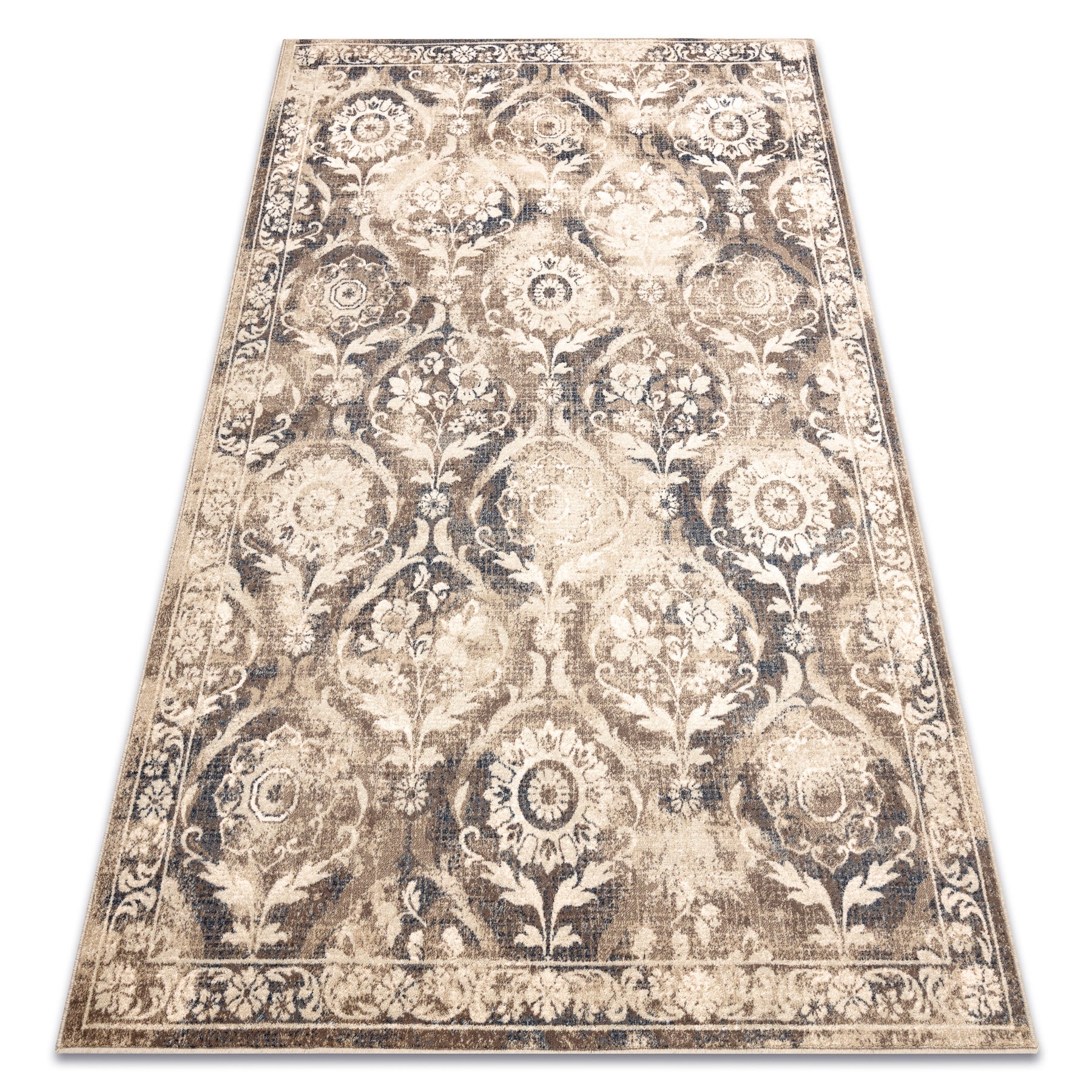 Dywan wełniany NAIN Ornament vintage 7601/50977 beż / granat 200x300 cm