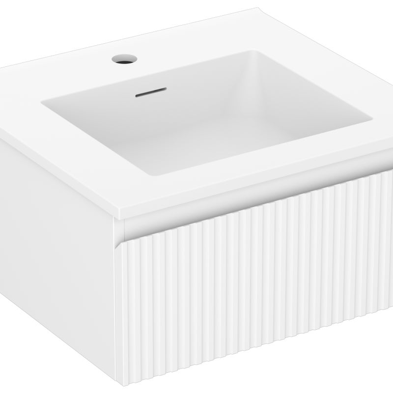Mexen Rivel szafka łazienkowa 50 cm z umywalką Otis, 1 szuflada, ryflowana , biała mat - 91A20-05023-1-BF01-W18M01