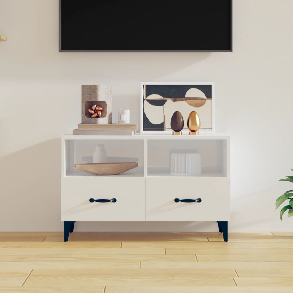 Szafka pod TV, biała, wysoki połysk, 80x36x50 cm vidaXL