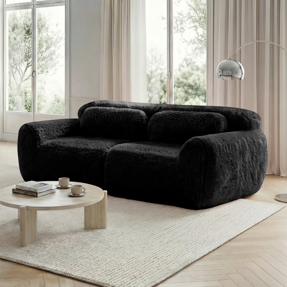 Modułowa sofa 2-osobowa bezramowa z pluszowej tkaniny z pianką antypoślizgową 32D przypominającą chmurę, wygodna do salonu