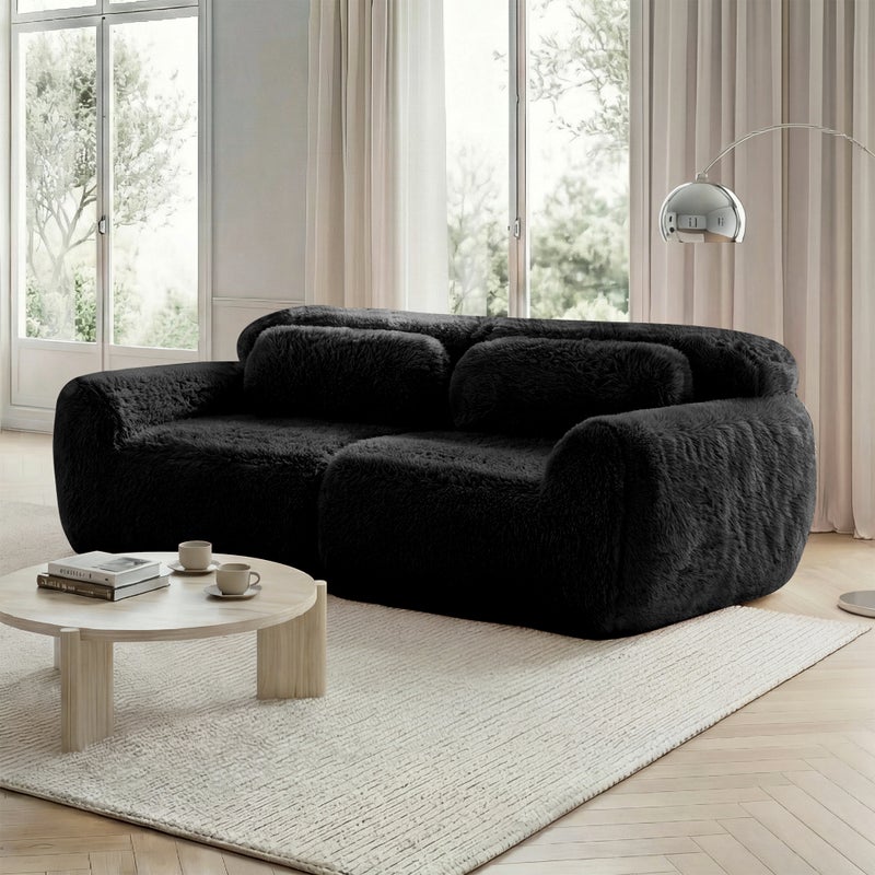 Modułowa sofa 2-osobowa bezramowa z pluszowej tkaniny z pianką antypoślizgową 32D przypominającą chmurę, wygodna do salonu