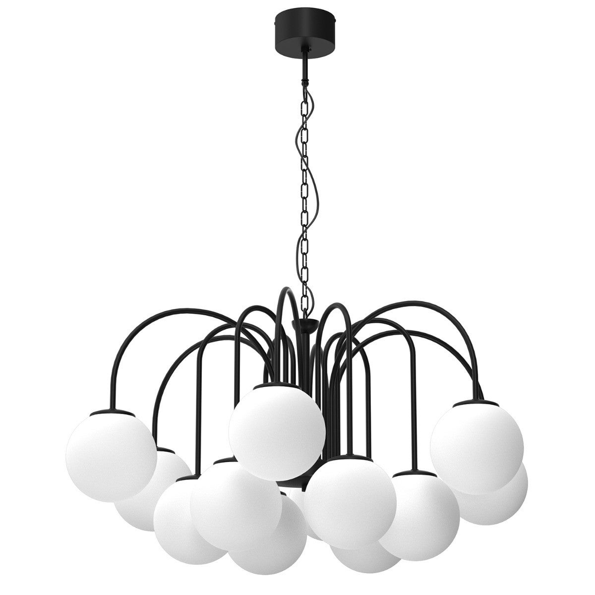 Lampa wisząca Cambridge czarny matowa-biała 12xE14x15W glamour wym: 95 x 90 x 90 cm szkło Luminex
