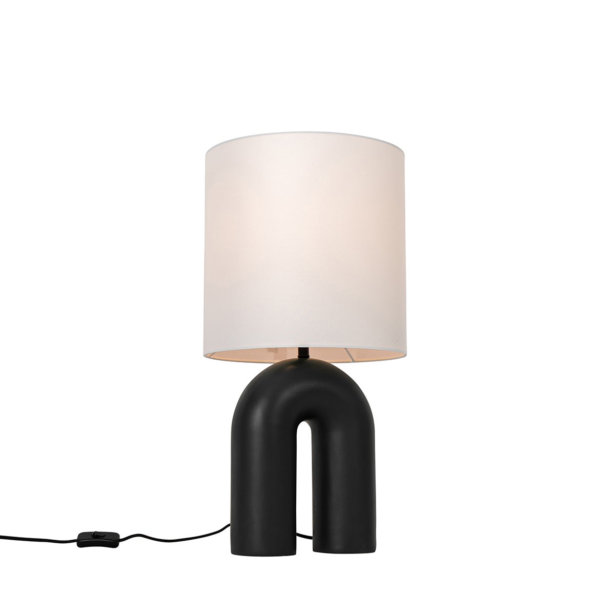 Qazqa designerski lampa stołowa z kloszem - Lotti - czarny, max. 40w, e27, 59cm, IP20 oświetlenie wewnętrzne