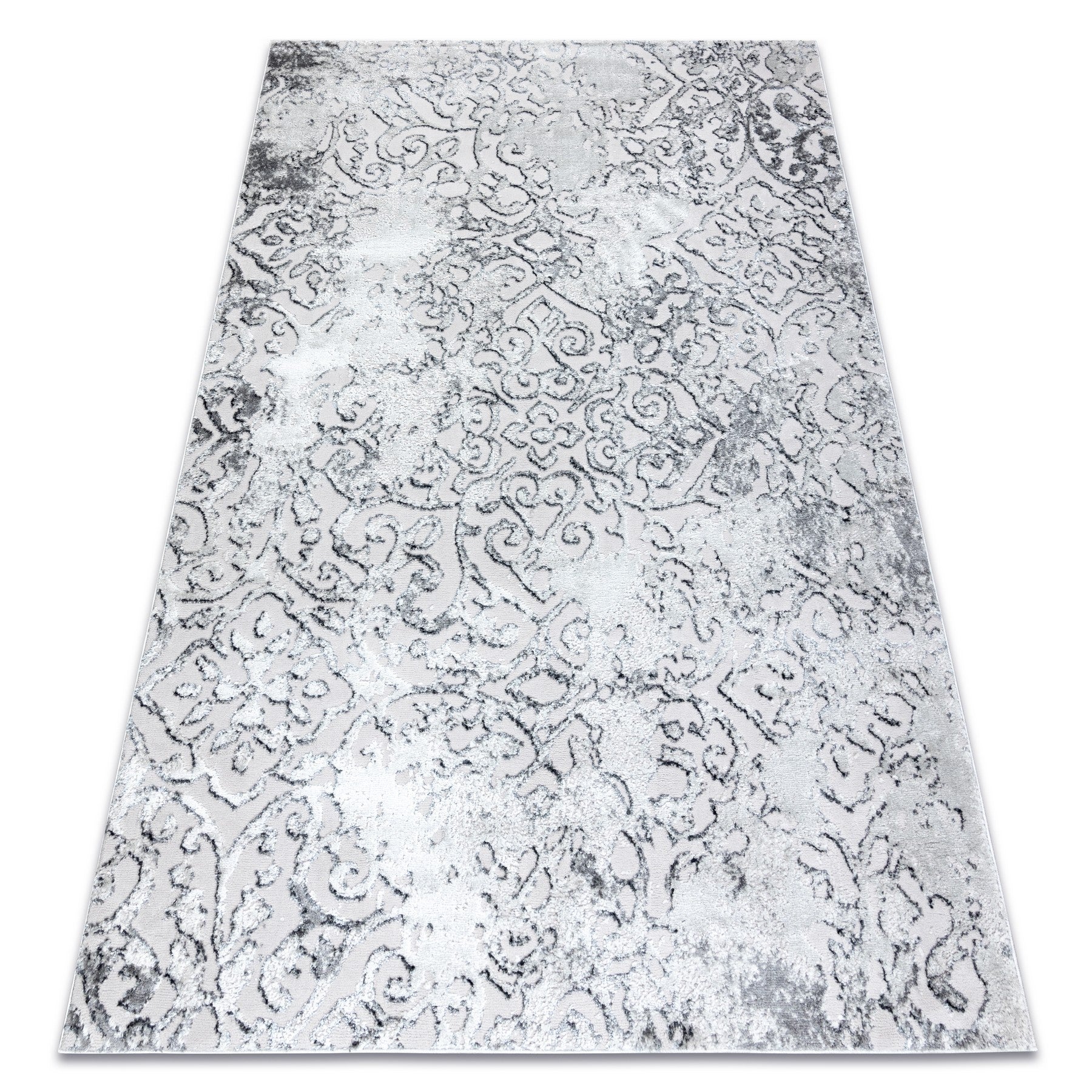 Dywan MEFE nowoczesny 8724 Ornament vintage przecierany - Strukturalny, dwa poziomy runa szary 200x290 cm