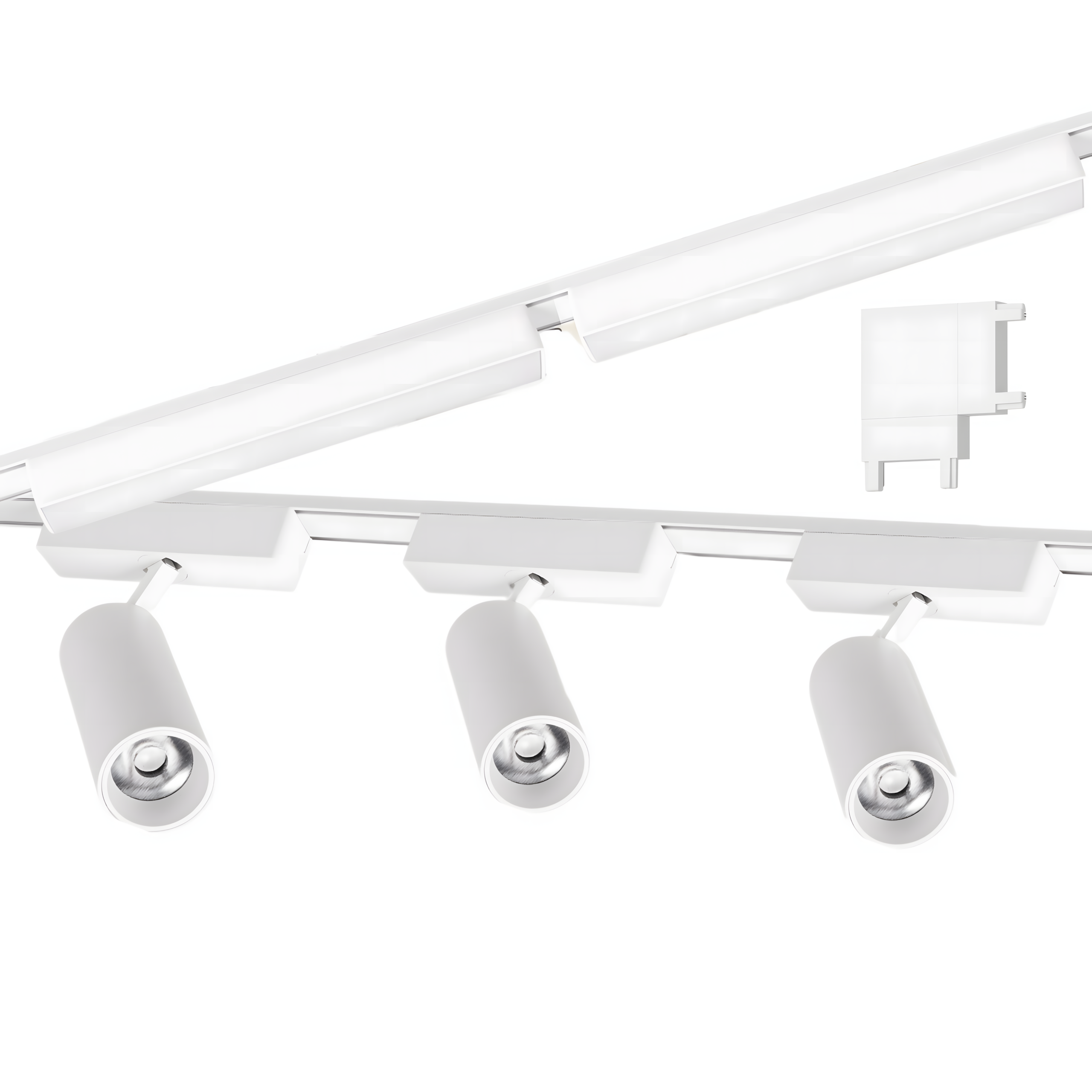 Zestaw oświetlenia szynowego LED Biały system magnetyczny 2 x szyna 1m + 5 lamp LED + łącznik kątowy LEDHOFF