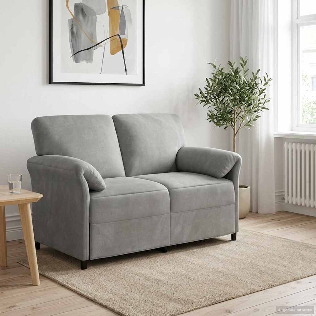 Sofa dwuosobowa jasnoszary 138 x 83 x 95 cm Welur vidaXL