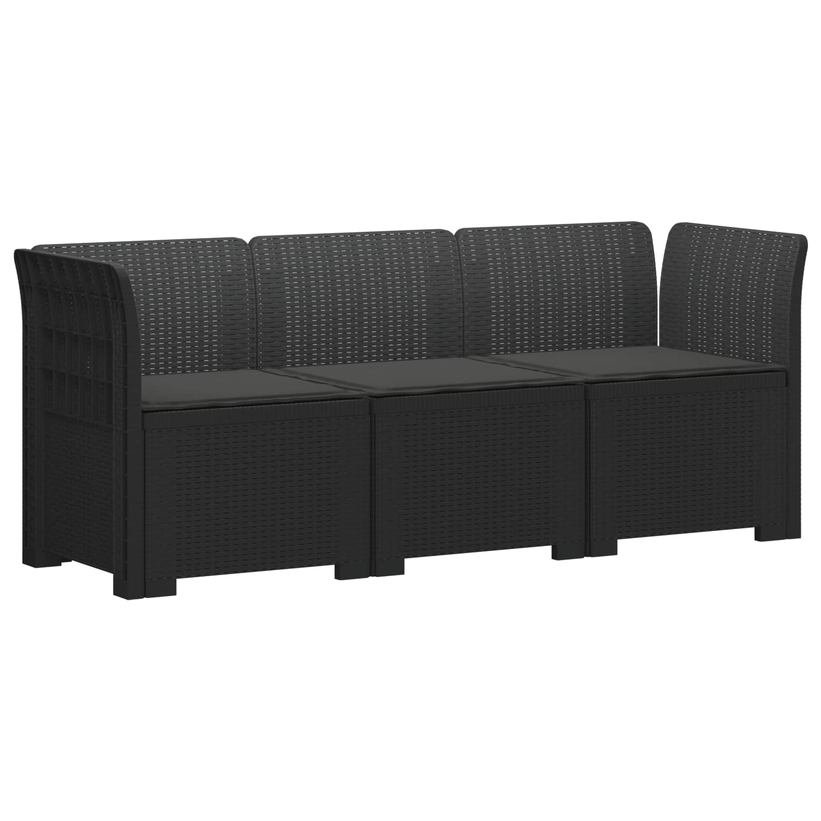 Sofa ogrodowa 3-osobowa z poduszkami w rattanowym wyglądzie PP vidaXL