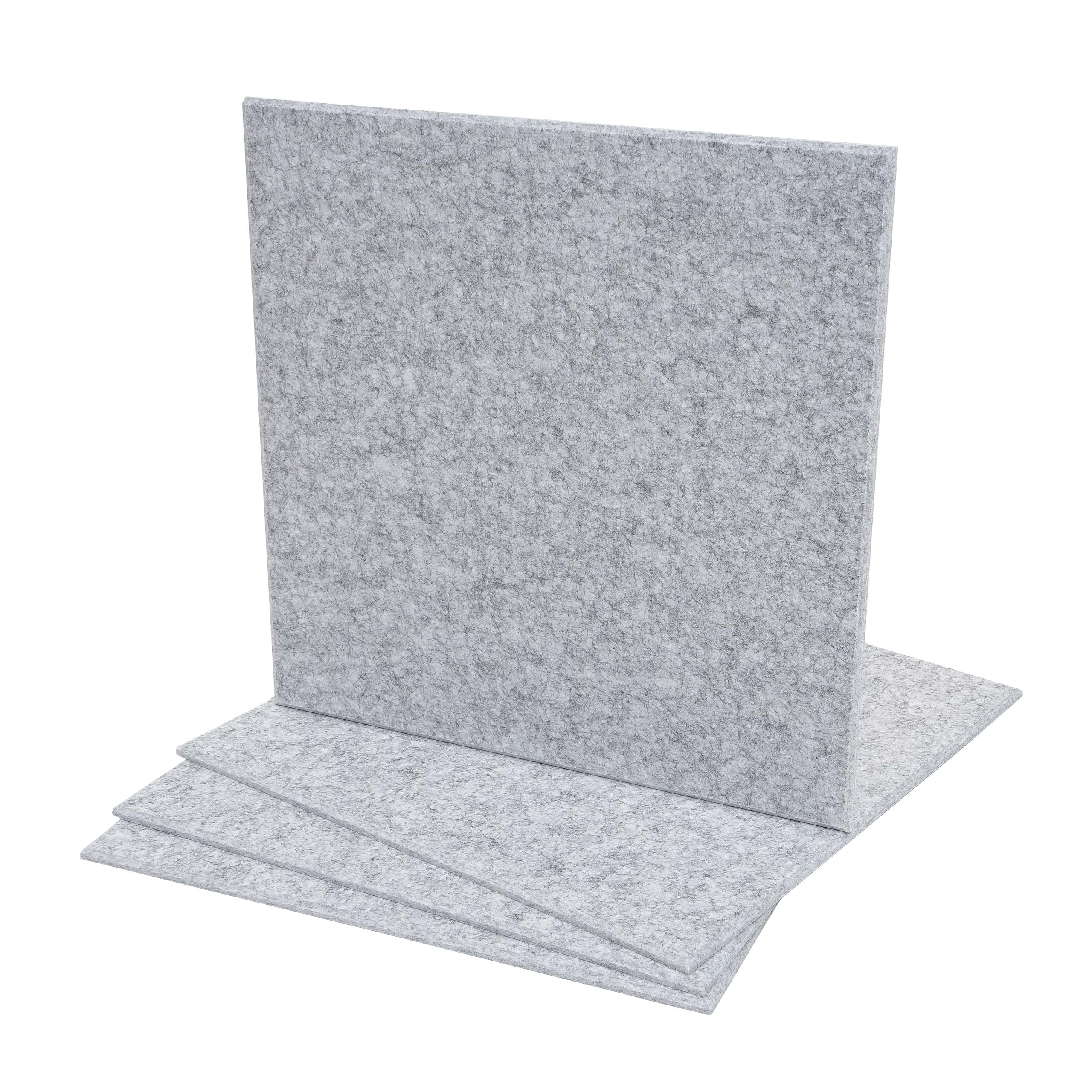 Zestaw 4 paneli akustycznych HWC-L52, panele ścienne, płyty akustyczne, dźwiękochłonne, powierzchnia 1 m², wymiary 50 x 50 cm ~ jasnoszary