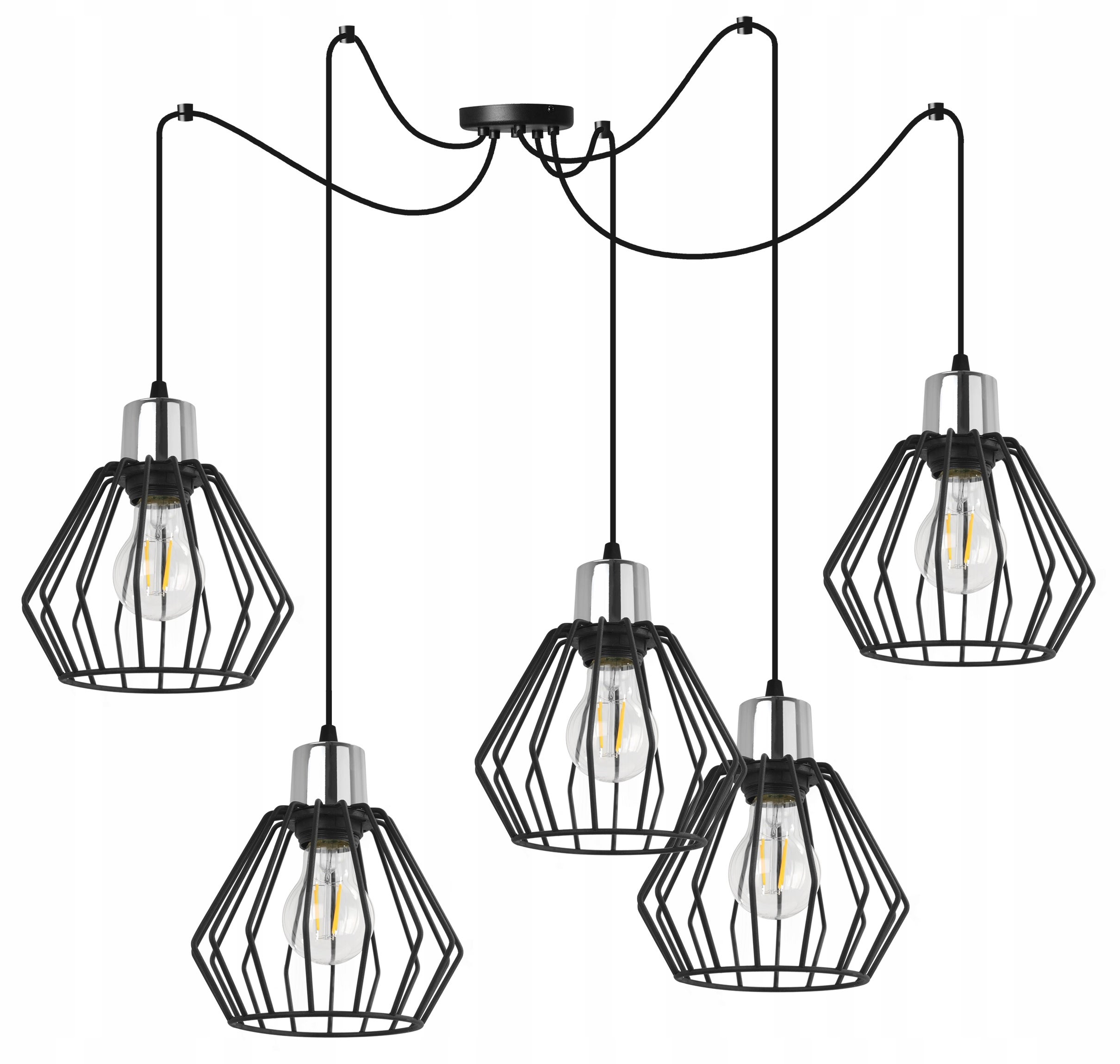 Lampa sufitowa wisząca Light Home LH Spider Nuvola 5x E27 60W czarny/srebrny