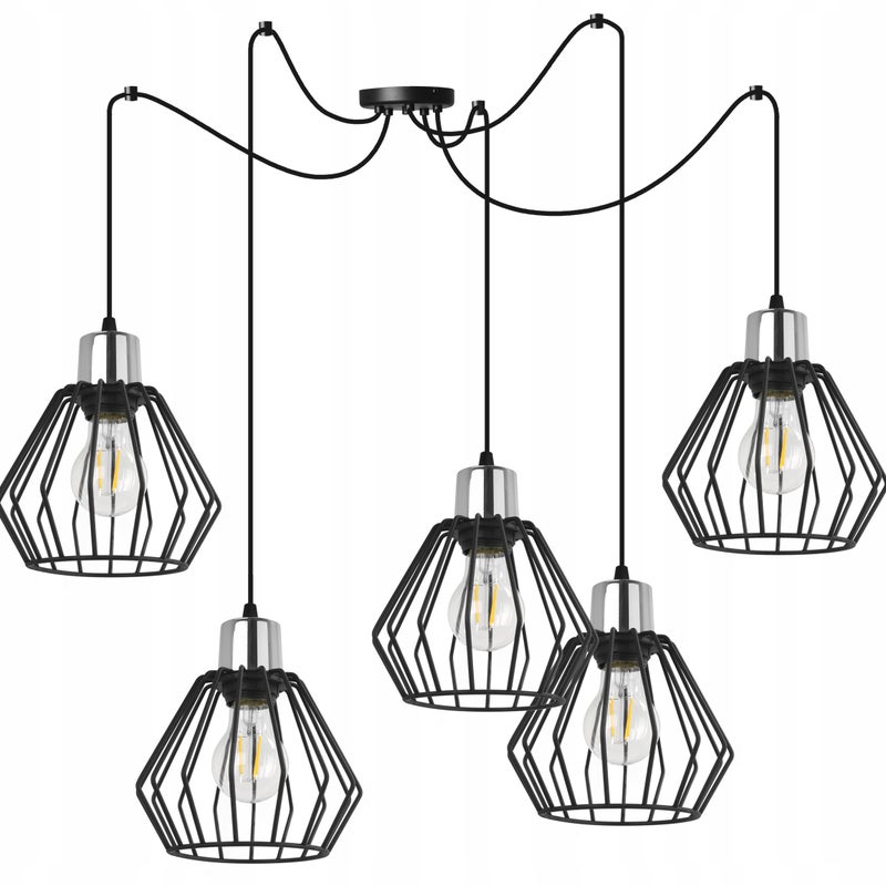 Lampa sufitowa wisząca Light Home LH Spider Nuvola 5x E27 60W czarny/srebrny