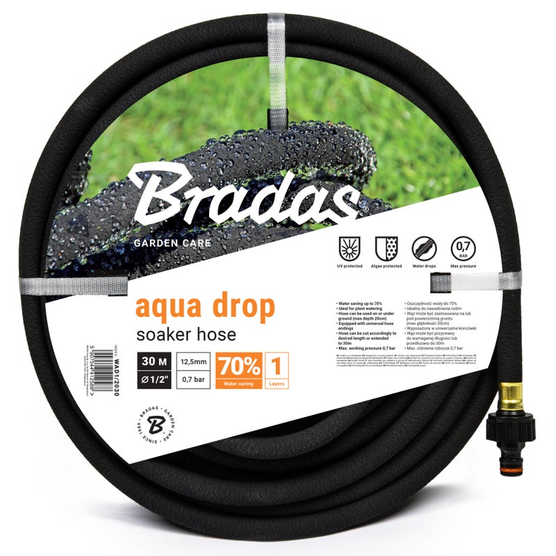 Wąż kroplujący nawadniający pocący AQUA DROP 1/2" 30m elastyczny do ogrodu