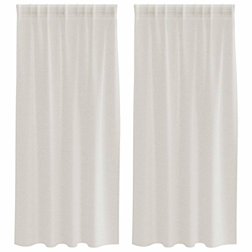 Firany Voile z zasłonami 2 pcs Kremowy 175 x 140 cm Poliester